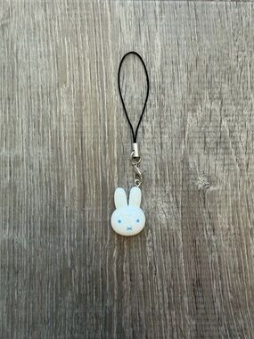 miffy White Bunny Phone Charm with Black Strap